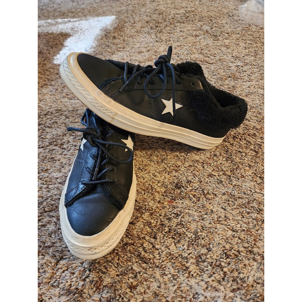 Converse One Star Low Street Warmer Black Leather Sneakers -‎ W 7.5 / M 5.5
